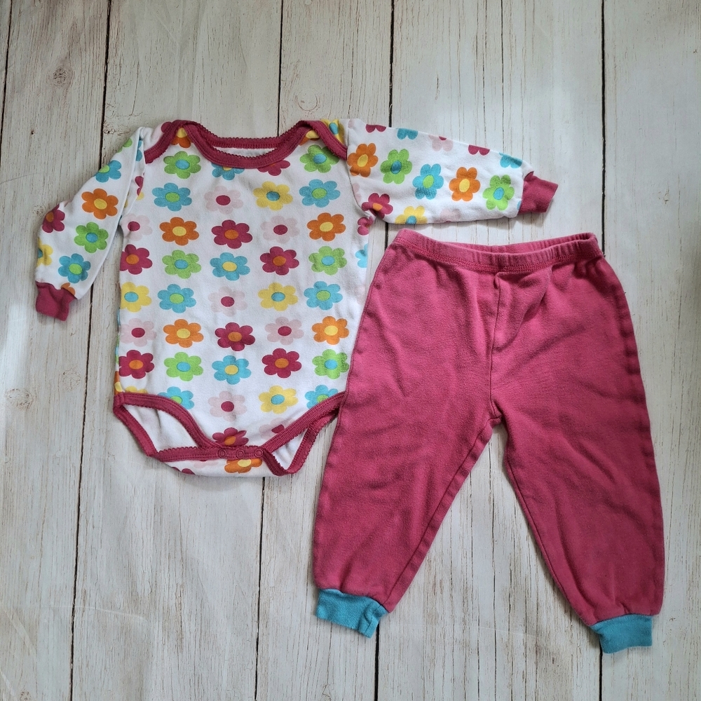 Snugabye Onesie and Pants Set Size 24 Months Pink Floral